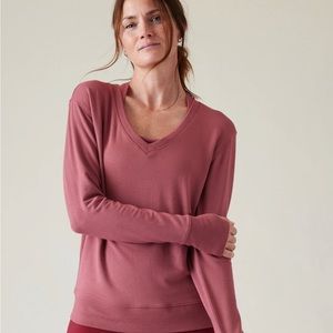 NWT ATHLETA Sunrise V-Neck Sweatshirt, Rose.